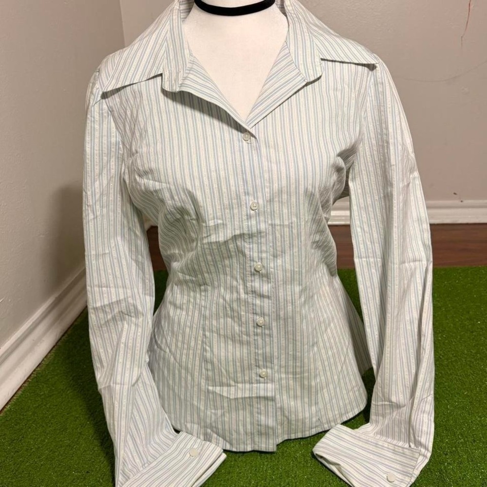 Vintage Y2K Antonio Melani Button Up Dagger Collar Business Casual Womens Size M